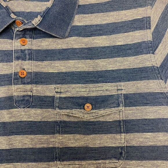 Lucky Brand‎ Short Sleeve Blue Stripe Polo Shirt Size L - Picture 4 of 13